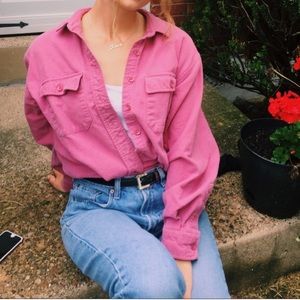 Pink fleece button up
